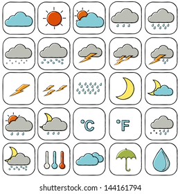 Hand drawn Weather Icons set