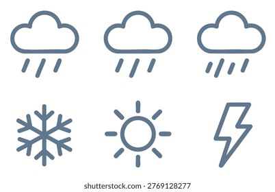 Hand drawn weather icons set with sun moon cloud and stars
