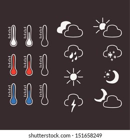 Hand drawn weather icons, vector set