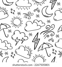 Hand drawn weather seamless pattern