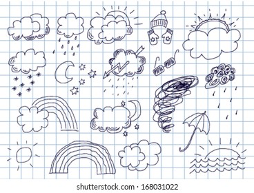 hand drawn weather set