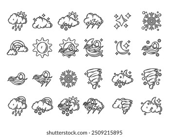 Hand Drawn Weather Sticker Set - Colorless