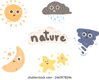 Hand drawn weather. Weather vector illustration
