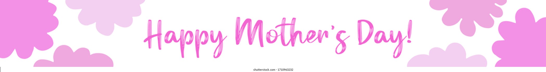 Hand drawn web banner background with "Happy Mother´s Day" quote. Whimsical spring, summer design concept, holiday lettering 