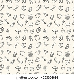 Hand drawn web and computer icons set.