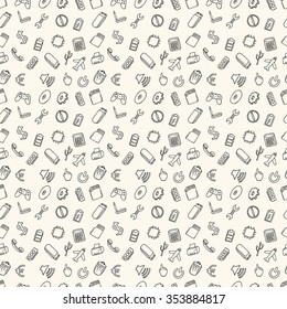 Hand drawn web and computer icons set.