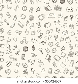 Hand drawn web and computer icons set.
