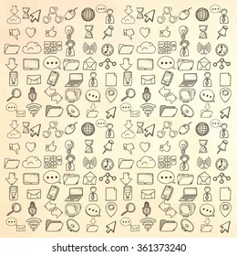 Hand drawn web and computer icons set.