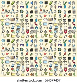 Hand drawn web and computer icons set.