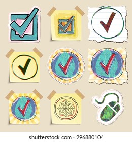 Hand drawn web emblems set. Isolated. Stickers