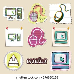 Hand drawn web emblems set. Isolated. Stickers