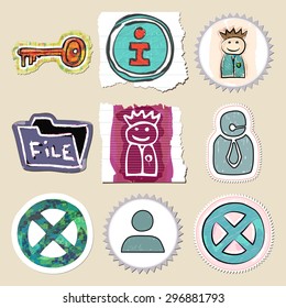 Hand drawn web emblems set. Isolated. Stickers