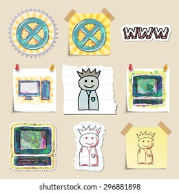 Hand drawn web emblems set. Isolated. Stickers