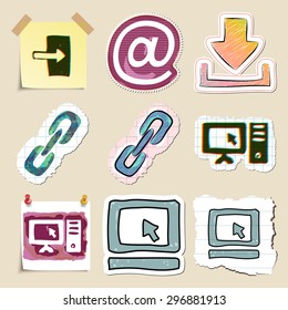 Hand drawn web emblems set. Isolated. Stickers