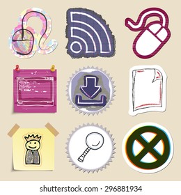 Hand drawn web emblems set. Isolated. Stickers