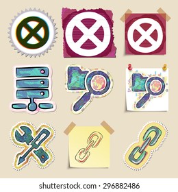 Hand drawn web emblems set. Isolated. Stickers