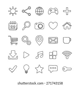 Hand drawn web icon set. Vector illustration.