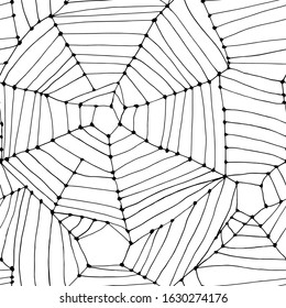 Hand drawn web of spider. Vector seamless pattern. Design for fabric, print, wallpaper. Halloween.