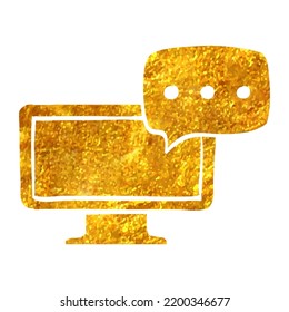 Icono de Webinar dibujado a mano en ilustración vectorial de textura de lámina de oro