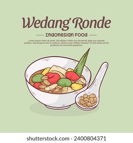 Hand drawn wedang ronde illustration. ginger drink. Indonesian food