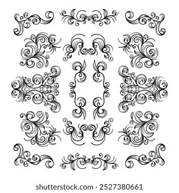 Hand drawn wedding album ornament set