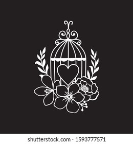 hand drawn wedding birdcage cut file design