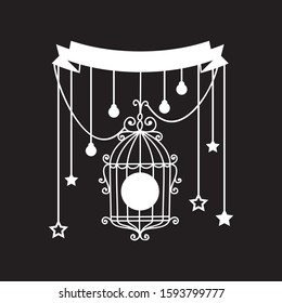 hand drawn wedding birdcage cut file