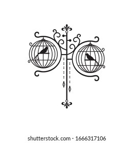 hand drawn wedding birdcage decoration