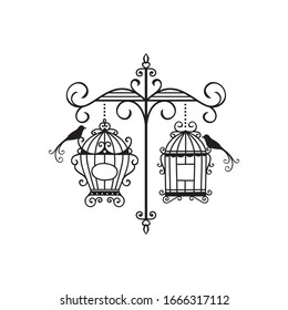hand drawn wedding birdcage decoration