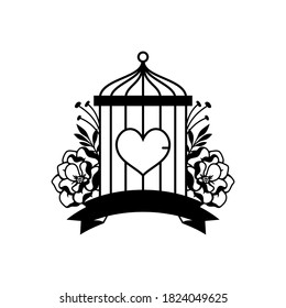 Hand drawn wedding birdcage decoration