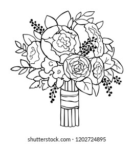 Hand drawn wedding bouquet. Vector sketch  illustration.