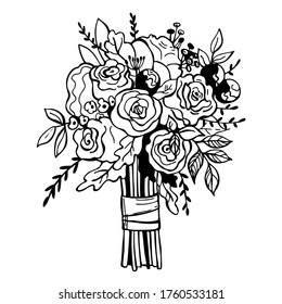 Hand drawn wedding bouquet. Vector sketch  illustration.