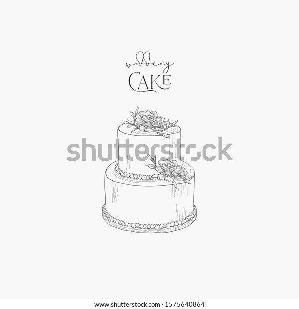 Hand Drawn Wedding Cake Flowers Vector Stock Vector (Royalty Free
