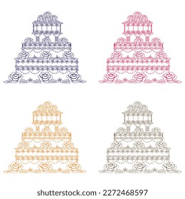 Hand Drawn Wedding Cake Vector Illustration

