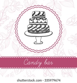 Hand drawn wedding candy bar frame. Candy bar template. Wedding candy bar.