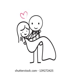 hand drawn wedding couple