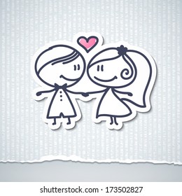hand drawn wedding couple