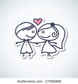 hand drawn wedding couple