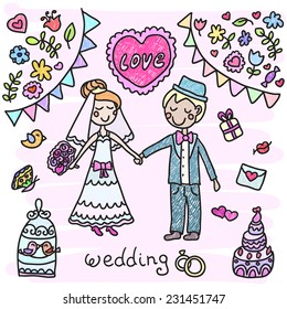 hand drawn wedding couple