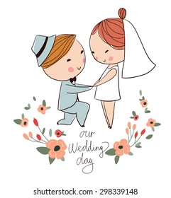 Hand drawn wedding couple