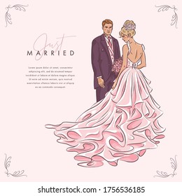 Antecedentes de pareja de bodas dibujados por la mano