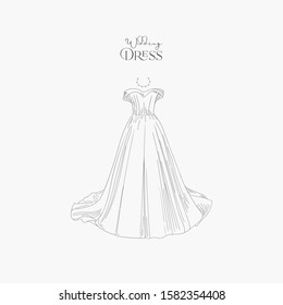 Hand Drawn Wedding dress doodle for Wedding invitations or announcements. Vector Illustration