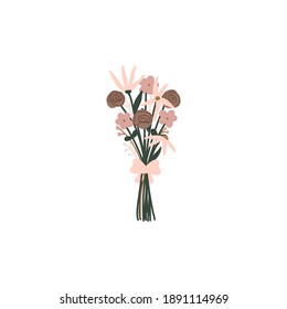Dibujo manual Flor brunch de la boda con elementos de resorte vectorial de la cinta ilustración. Feliz día de San Valentín.