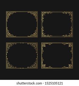 Hand drawn wedding frames set. Vintage decorative borders for invitation cards. Vector isolated antique elegant decor for label design.