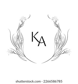 Hand drawn wedding herb. Rustic botanical wreath. Logo template. Vector illustration for cards, labels, branding business identity, wedding invitation      