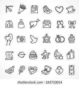 Hand Drawn Wedding Icons Made In Vector