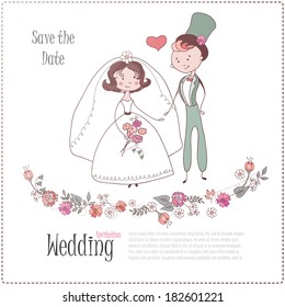 hand drawn wedding invitation