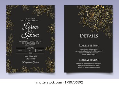 Wedding Invitation Card Template Golden Color Stock Vector (Royalty ...