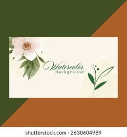 Hand drawn wedding invitation card rose template. Watercolor card with gold frame texture, geometric, colourful floral, Organic leaves. Elegant botanical Floral vector with cherry blossom background
