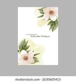 Hand drawn wedding invitation card rose template. Watercolor card with gold frame texture, geometric, colourful floral, Organic leaves. Elegant botanical Floral vector with cherry blossom background
